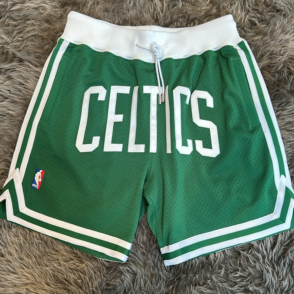 Boston Celtics Mitchell & Ness Authentic NBA x Just Don Mesh Shorts -Kelly Green - Picture 1 of 4